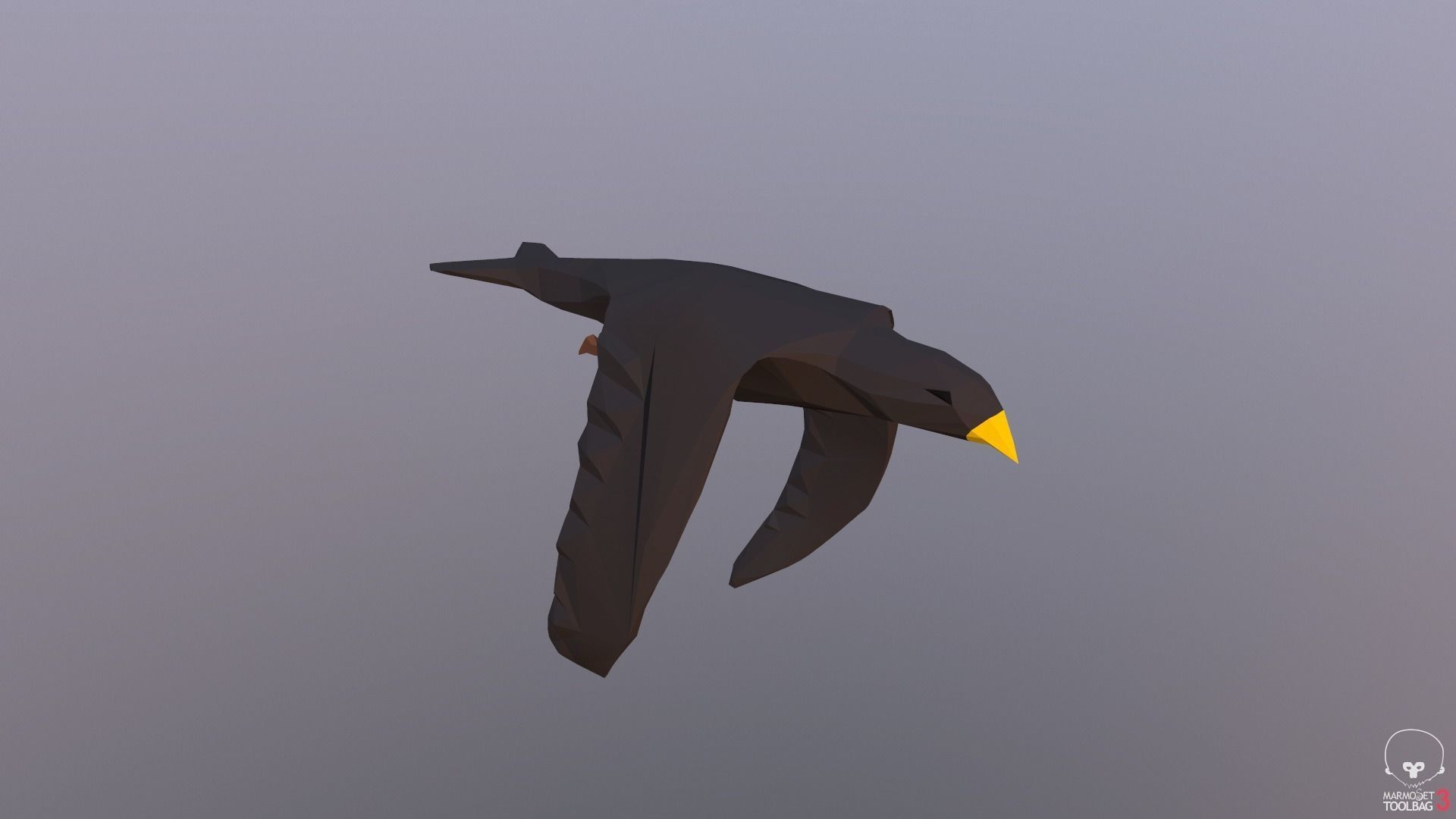 Lowpoly bird flying in air Low-poly 3D model_23