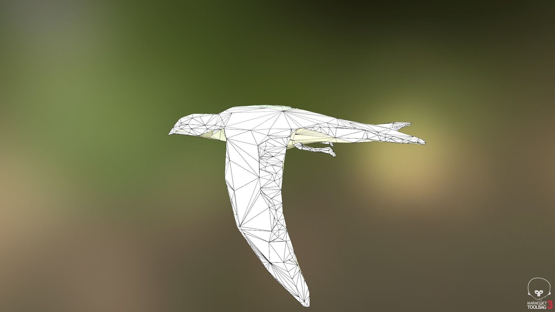 Lowpoly bird flying in air Low-poly 3D model_33