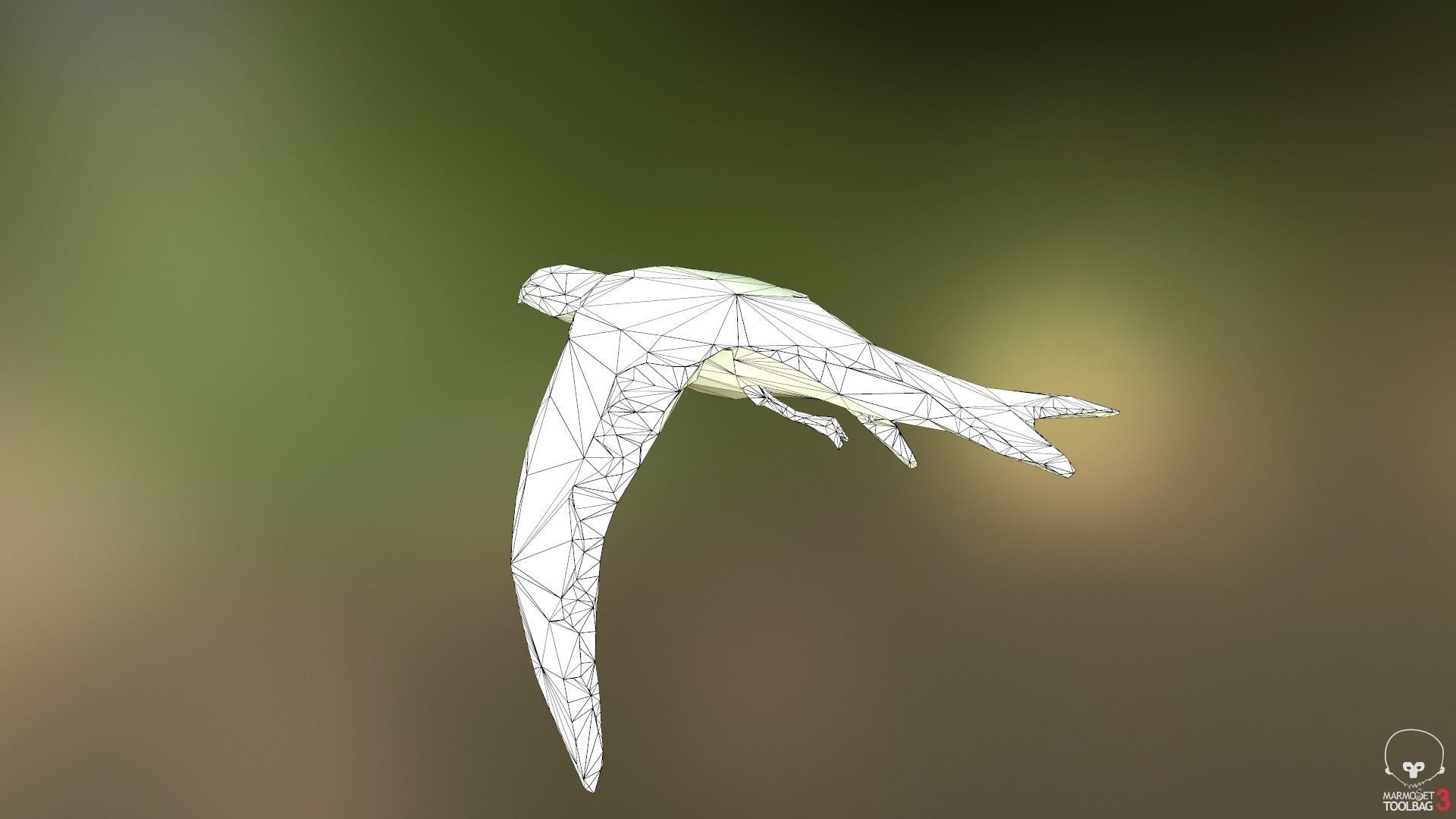 Lowpoly bird flying in air Low-poly 3D model_26