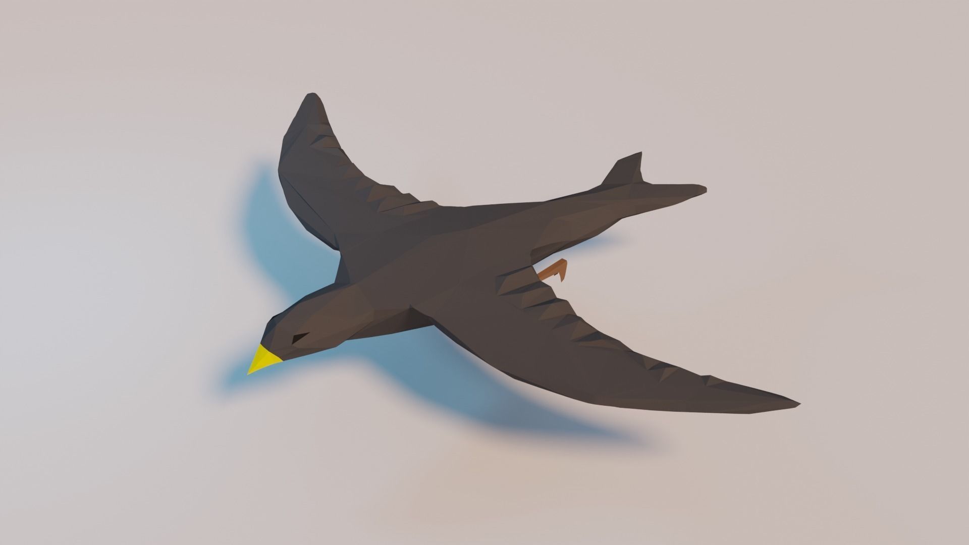 Lowpoly bird flying in air Low-poly 3D model_9