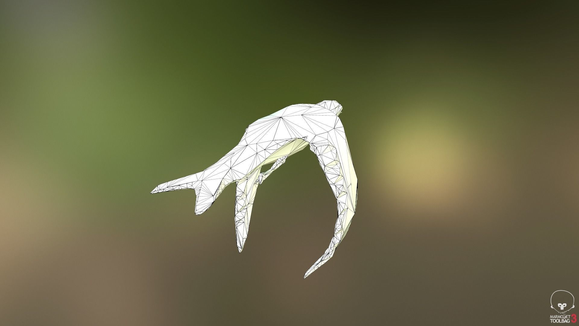 Lowpoly bird flying in air Low-poly 3D model_34