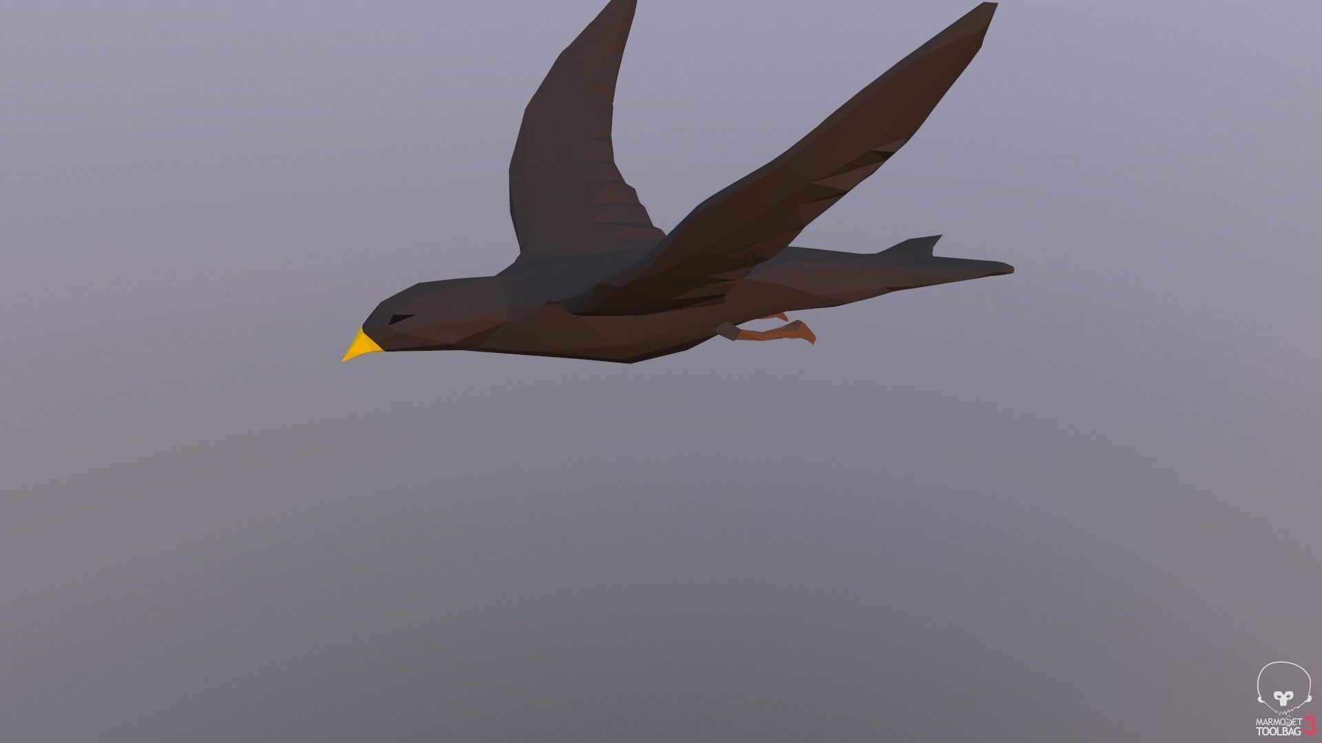 Lowpoly bird flying in air Low-poly 3D model_22