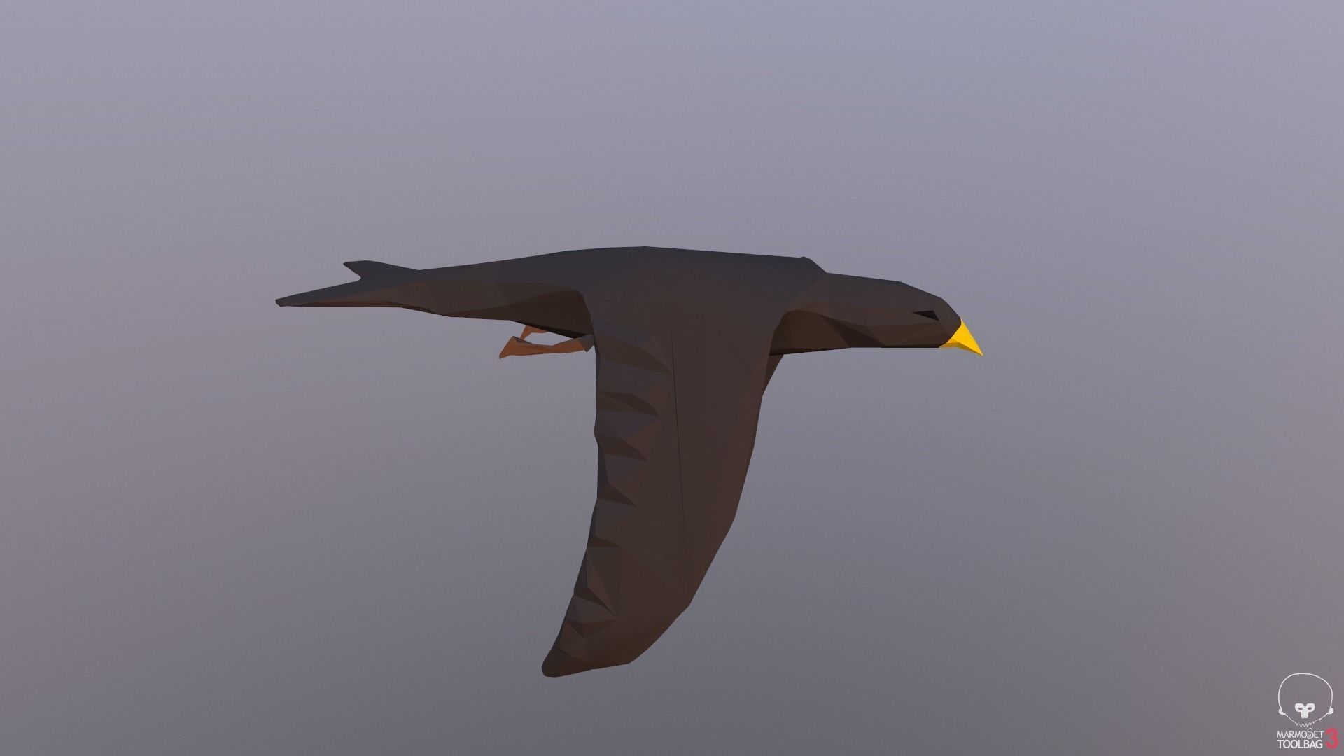 Lowpoly bird flying in air Low-poly 3D model_15