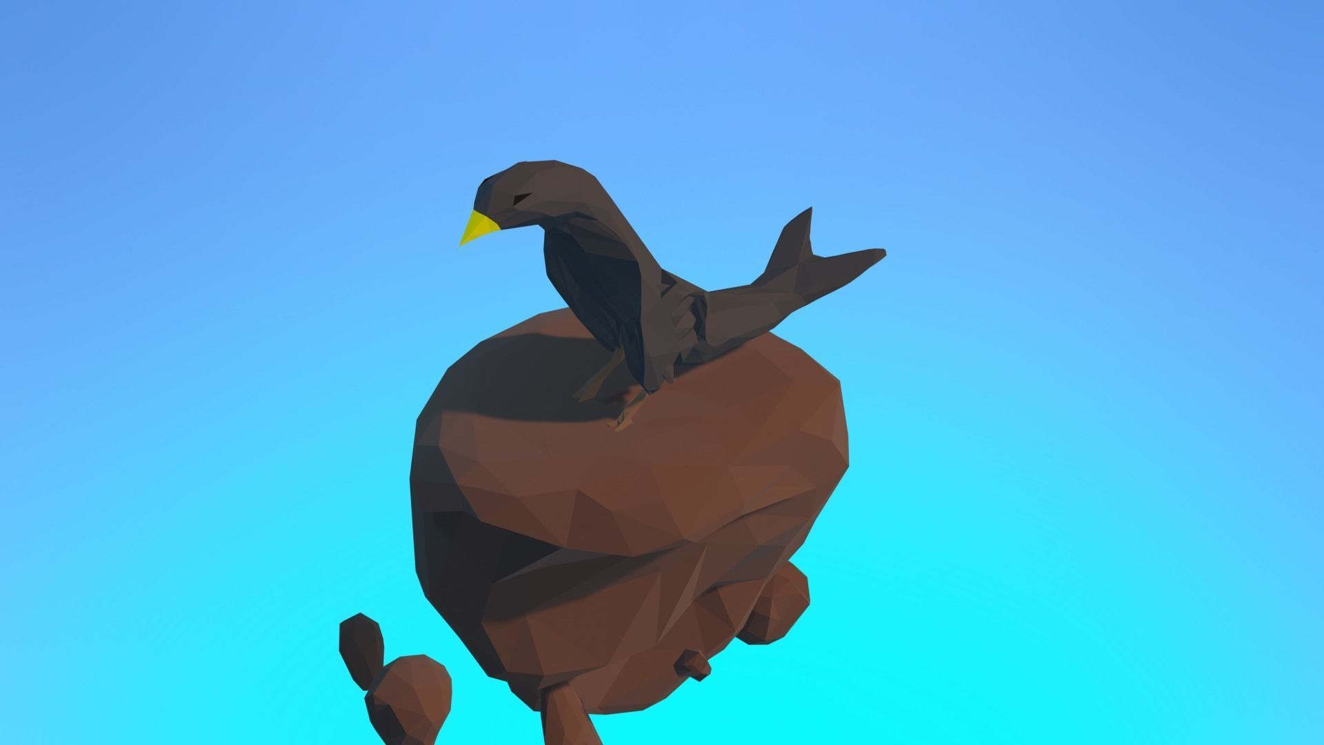 Lowpoly bird flying in air Low-poly 3D model_4