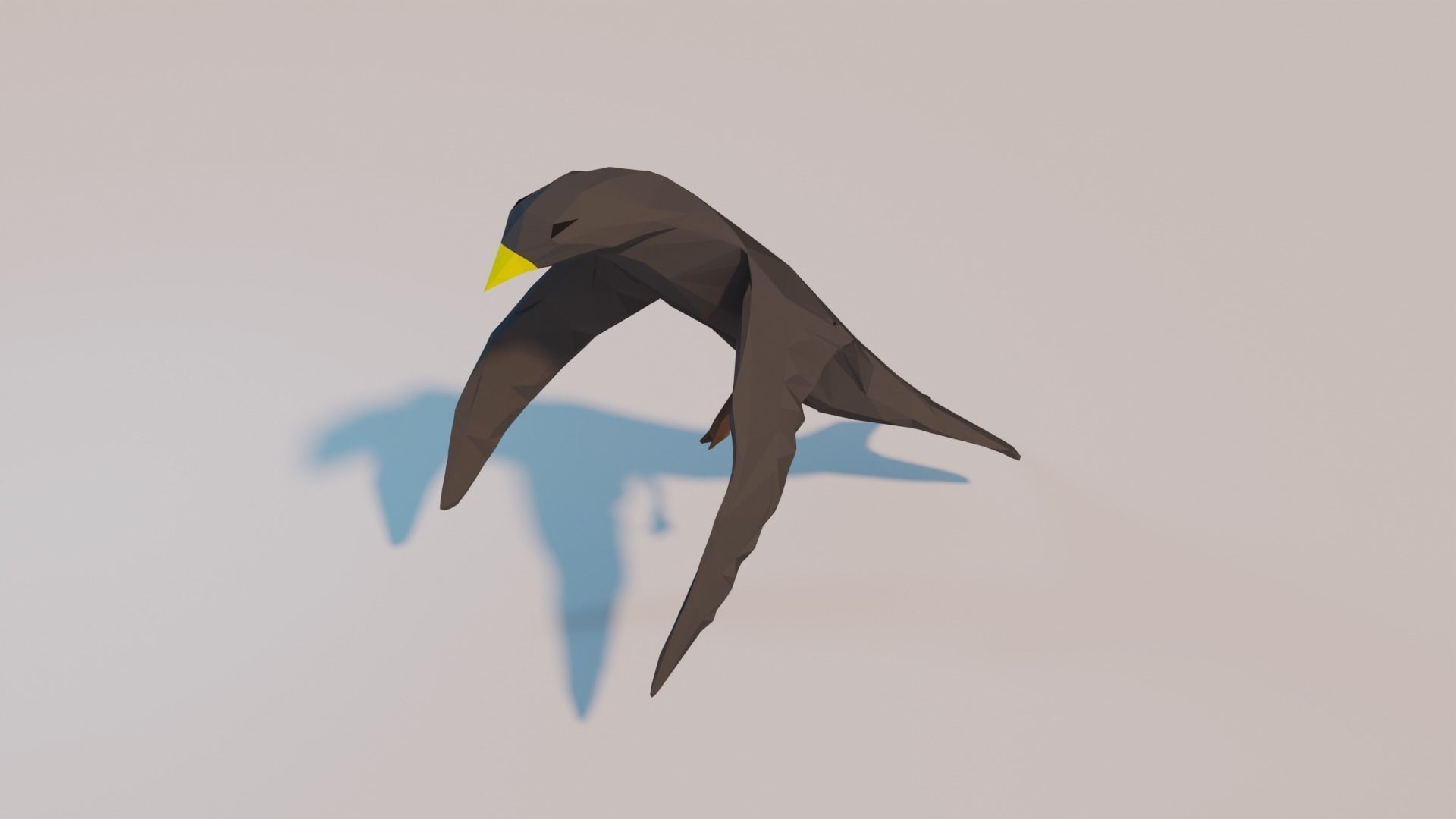 Lowpoly bird flying in air Low-poly 3D model_8