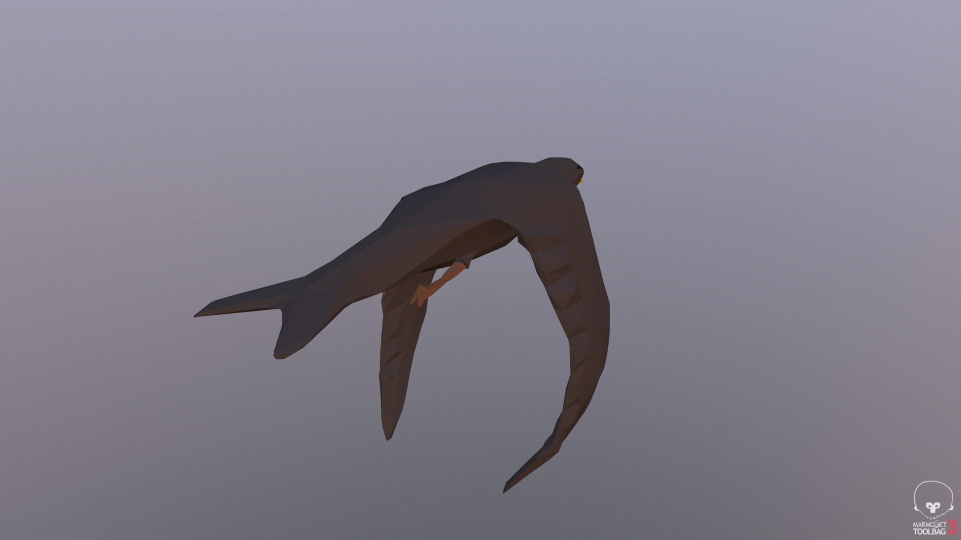 Lowpoly bird flying in air Low-poly 3D model_12
