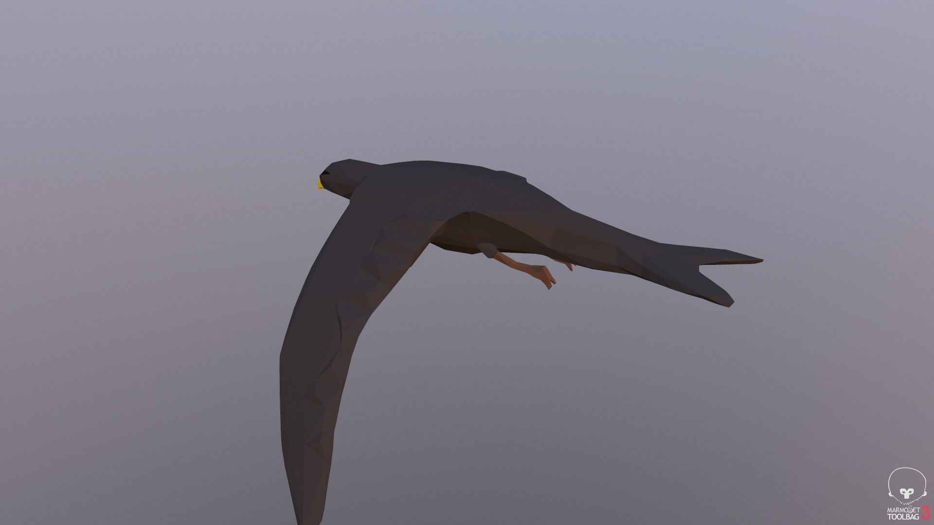 Lowpoly bird flying in air Low-poly 3D model_17