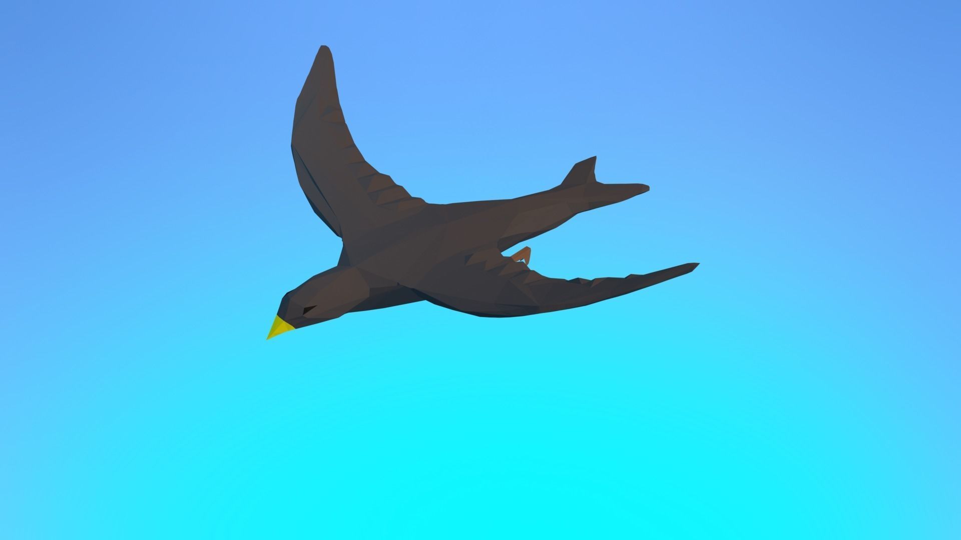 Lowpoly bird flying in air Low-poly 3D model_3