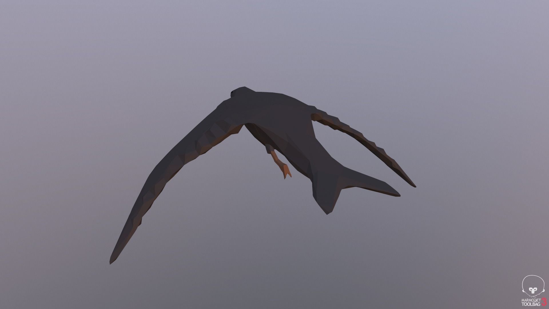 Lowpoly bird flying in air Low-poly 3D model_19