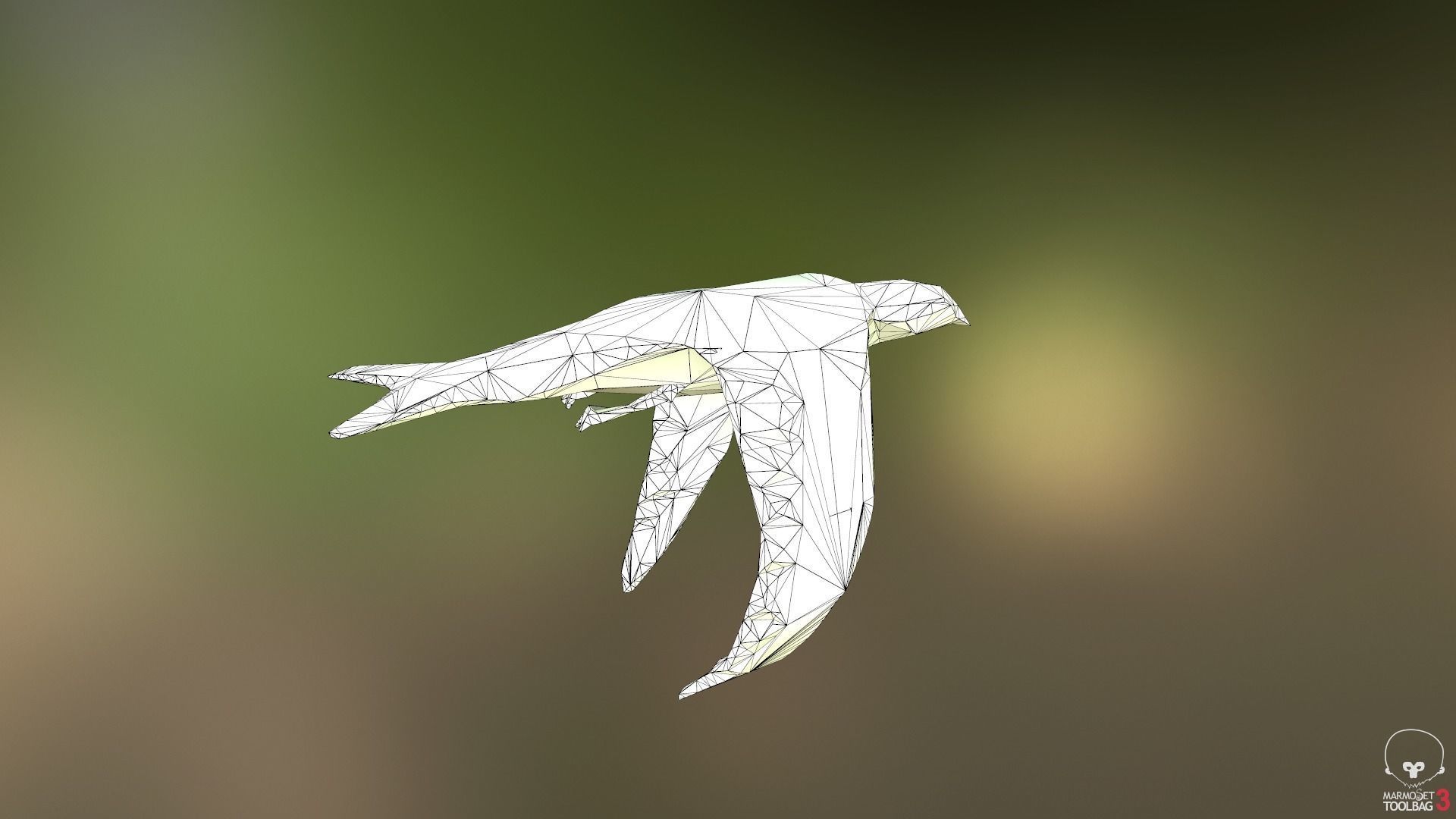 Lowpoly bird flying in air Low-poly 3D model_35