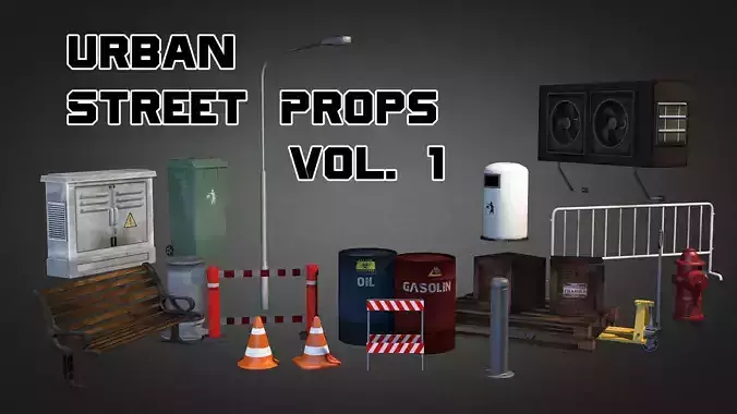 Urban Street Props Vol 1 Low-poly 3D model
