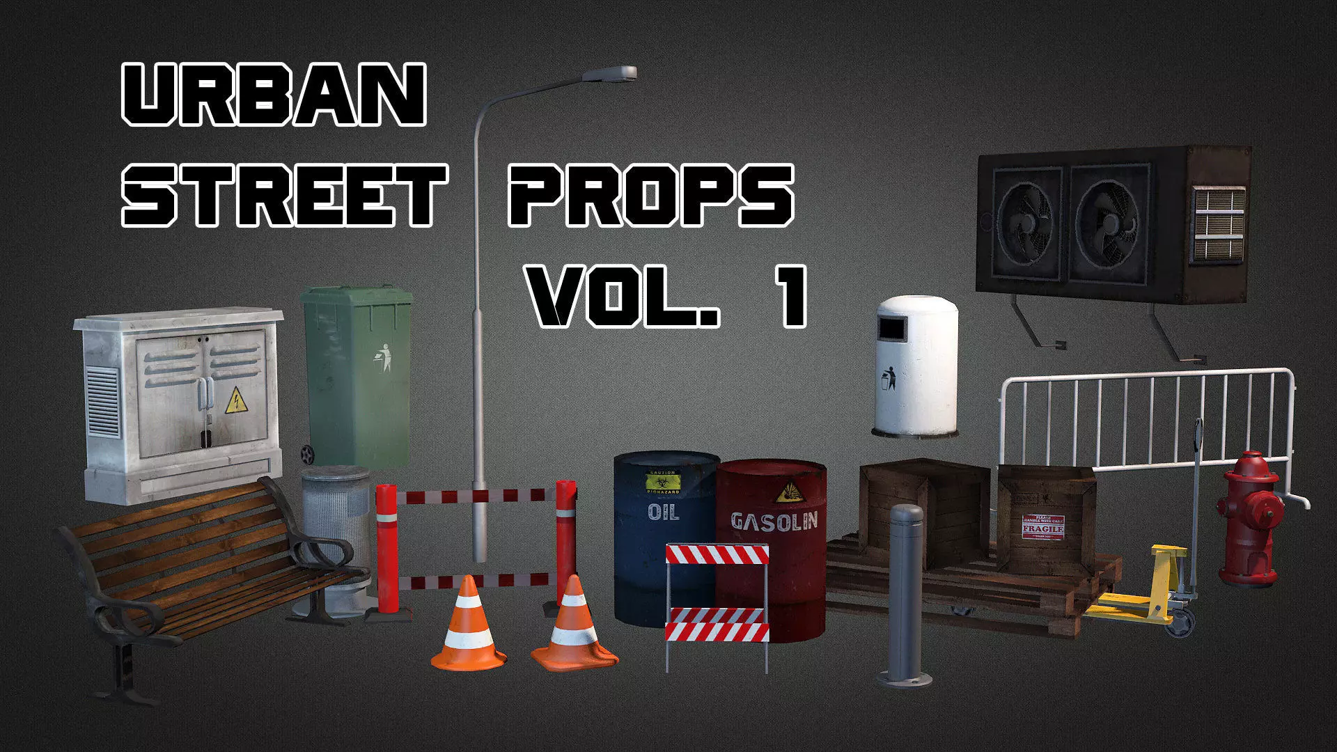 Urban Street Props Vol 1 Low-poly 3D model_0
