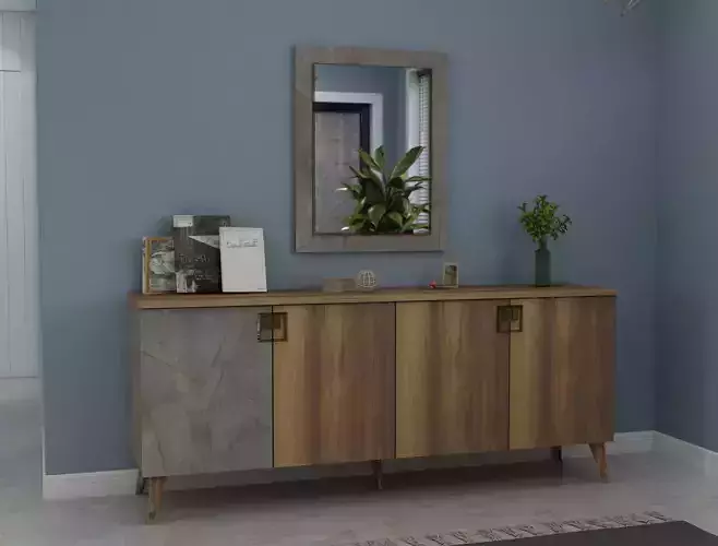 LUNA Console Cabinet and Mirror Design