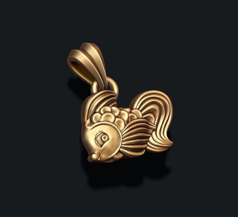 fish pendant 3D print model_2