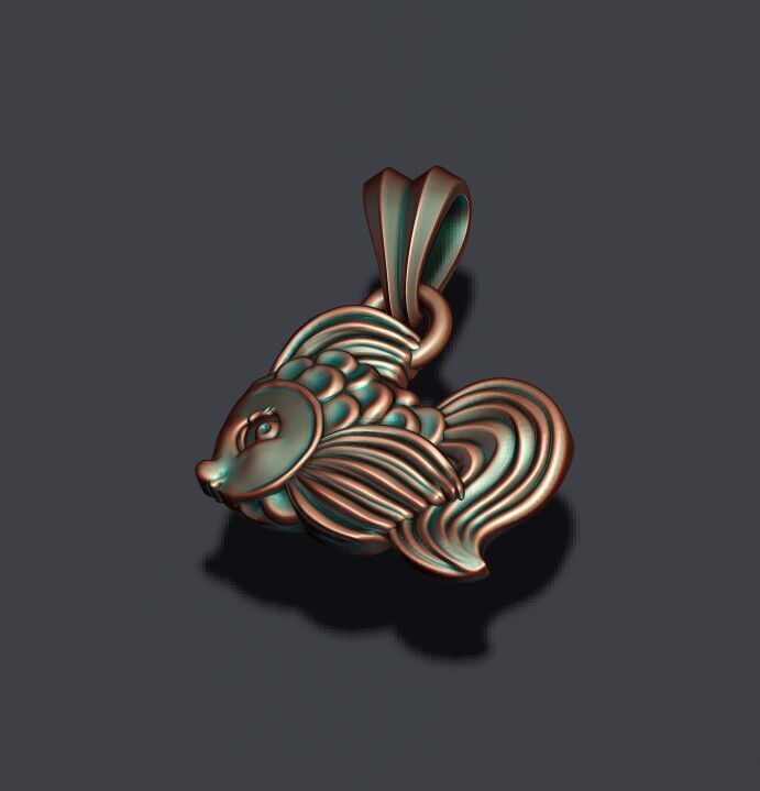 fish pendant 3D print model_3