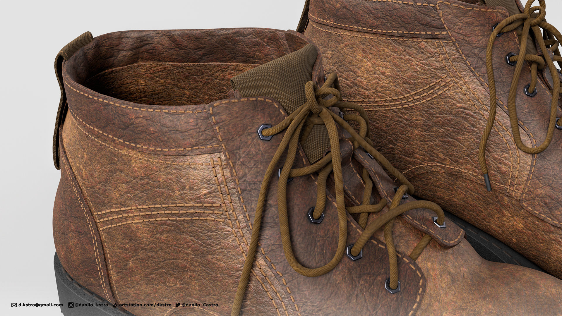 Leather Boots 3D model_2
