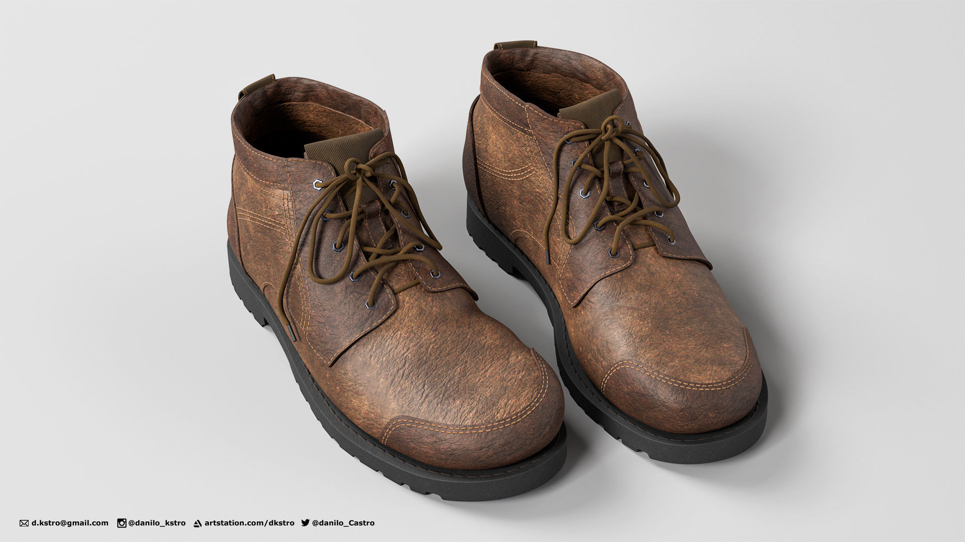 Leather Boots 3D model_4
