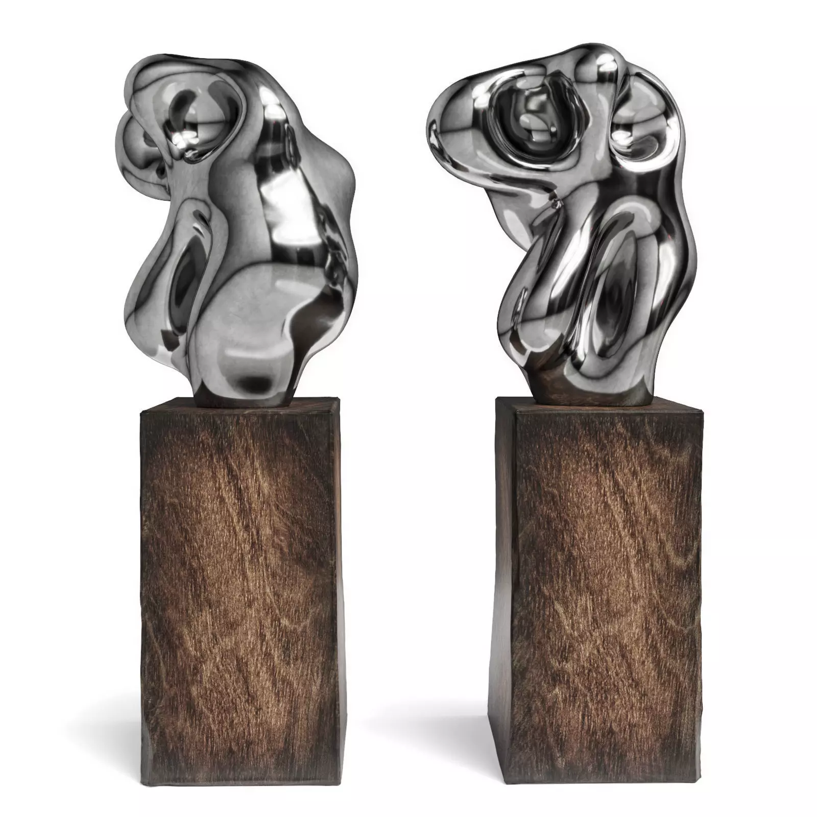 Lunar spectral abstract sculpture chrome Low-poly 3D model