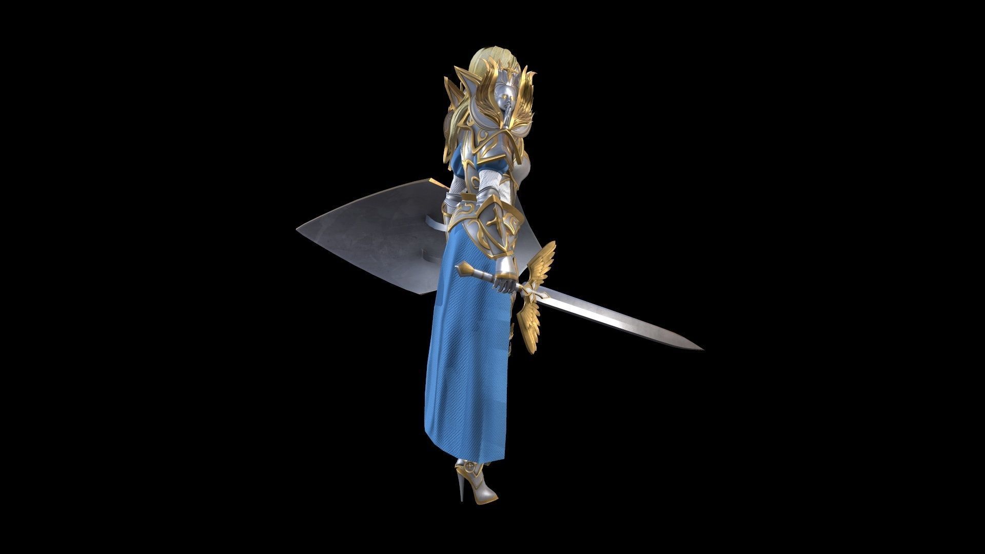 Gabriel golden and sword Low-poly 3D model_7
