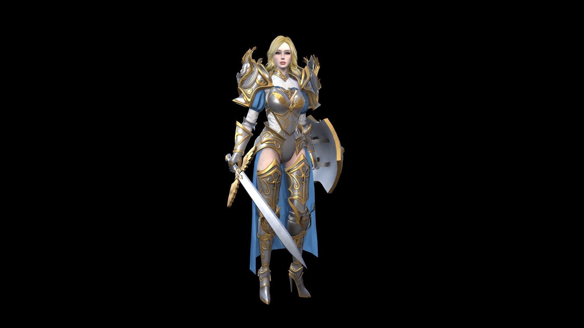 Gabriel golden and sword Low-poly 3D model_3