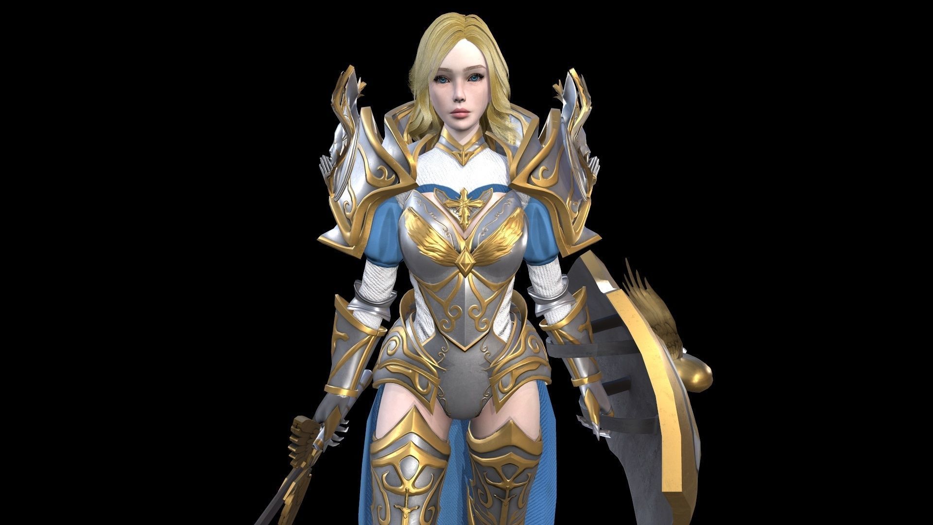 Gabriel golden and sword Low-poly 3D model_2