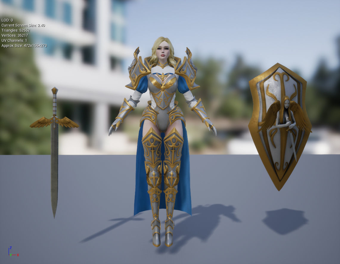 Gabriel golden and sword Low-poly 3D model_13