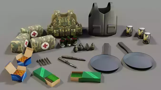 Battle Royale Game Assets - Low Poly - Game Ready - PBR