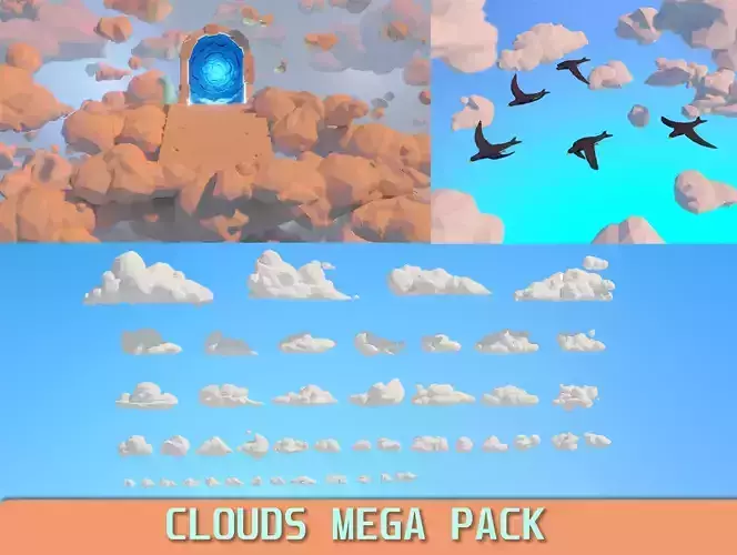 Low poly Clouds Mega Pack 3D Model Collection