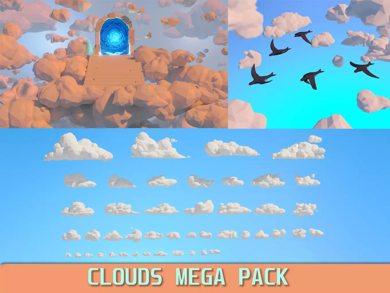 Low poly Clouds Mega Pack 3D Model Collection_0