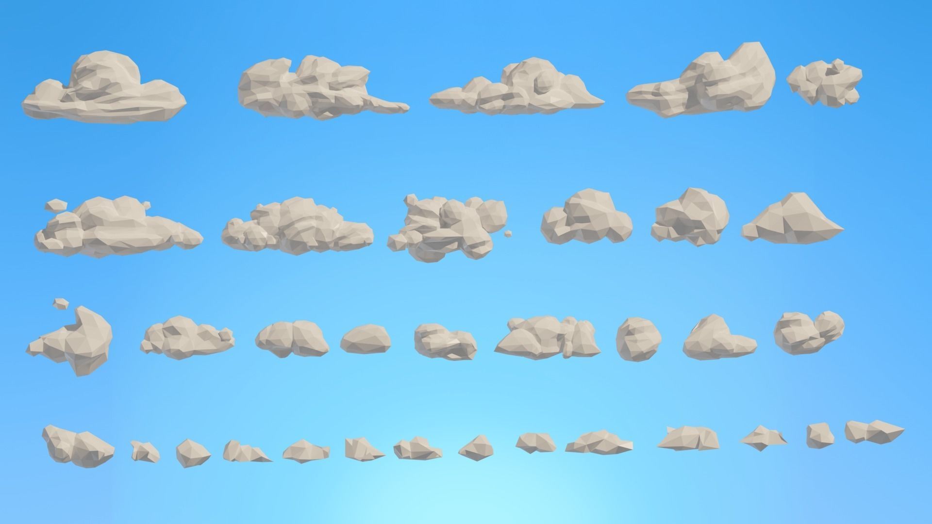 Low poly Clouds Mega Pack 3D Model Collection_15