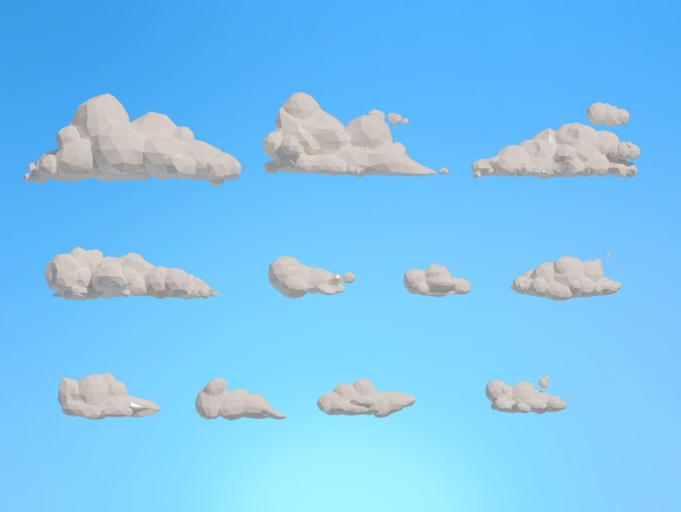 Low poly Clouds Mega Pack 3D Model Collection_20