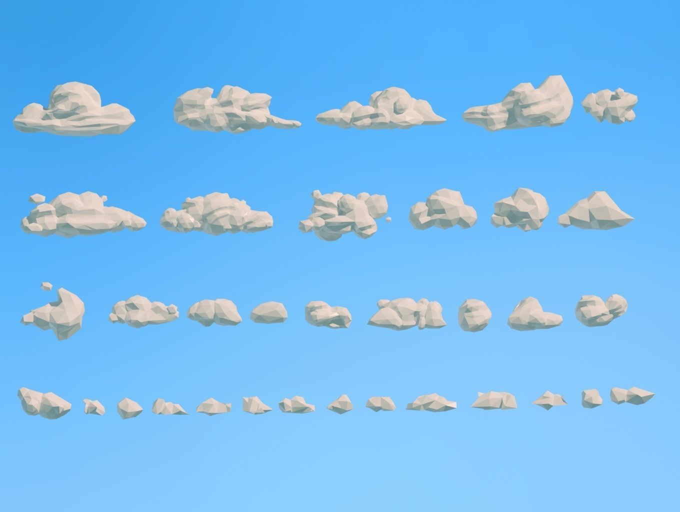 Low poly Clouds Mega Pack 3D Model Collection_12