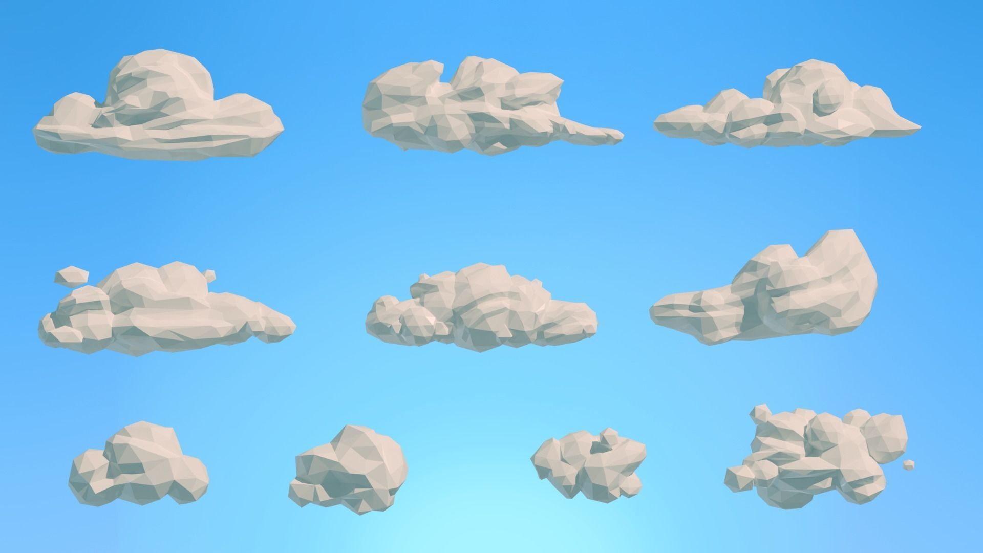 Low poly Clouds Mega Pack 3D Model Collection_16