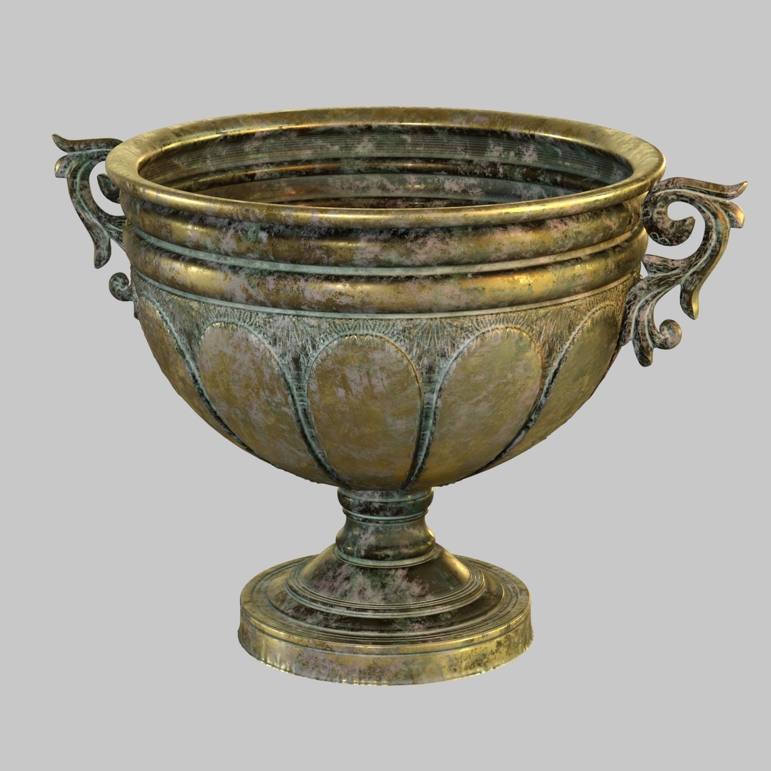 ZELENA Vase - Amphora metal antique gold 3D print model_1