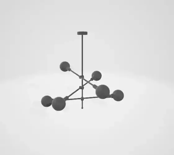 light chandelier with balls hanging from it
