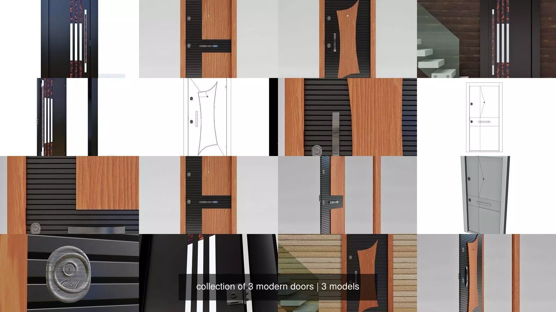 collection of 3 modern doors _0
