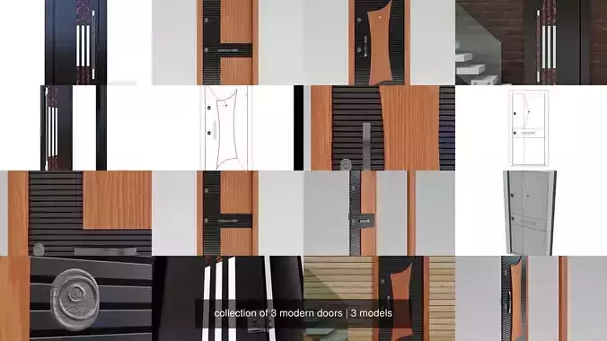 collection of 3 modern doors 