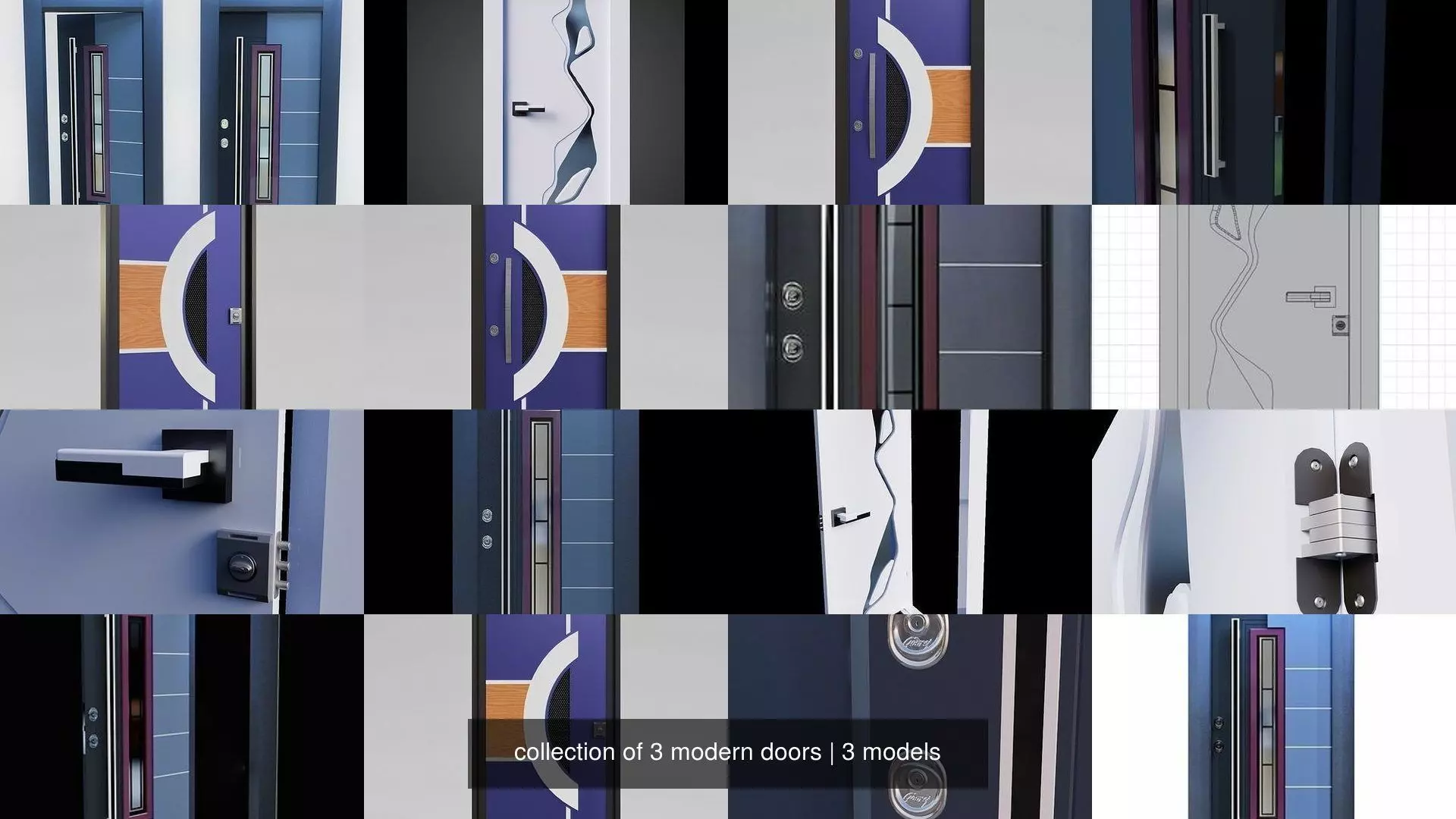 collection of 3 modern doors _0