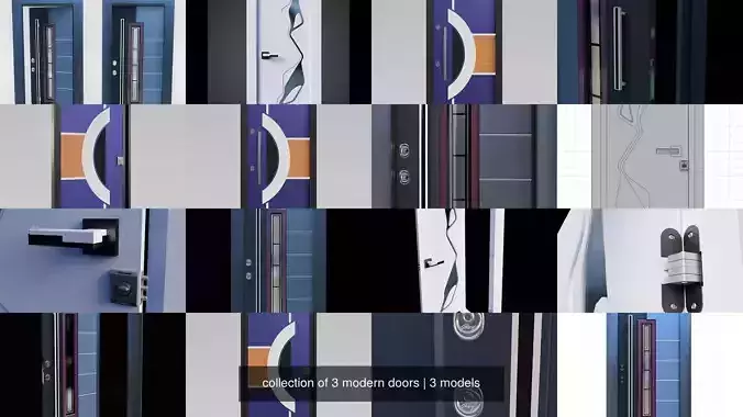 collection of 3 modern doors 