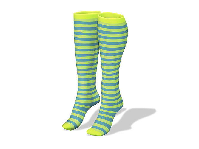 Striped High Socks Low-poly 3D model