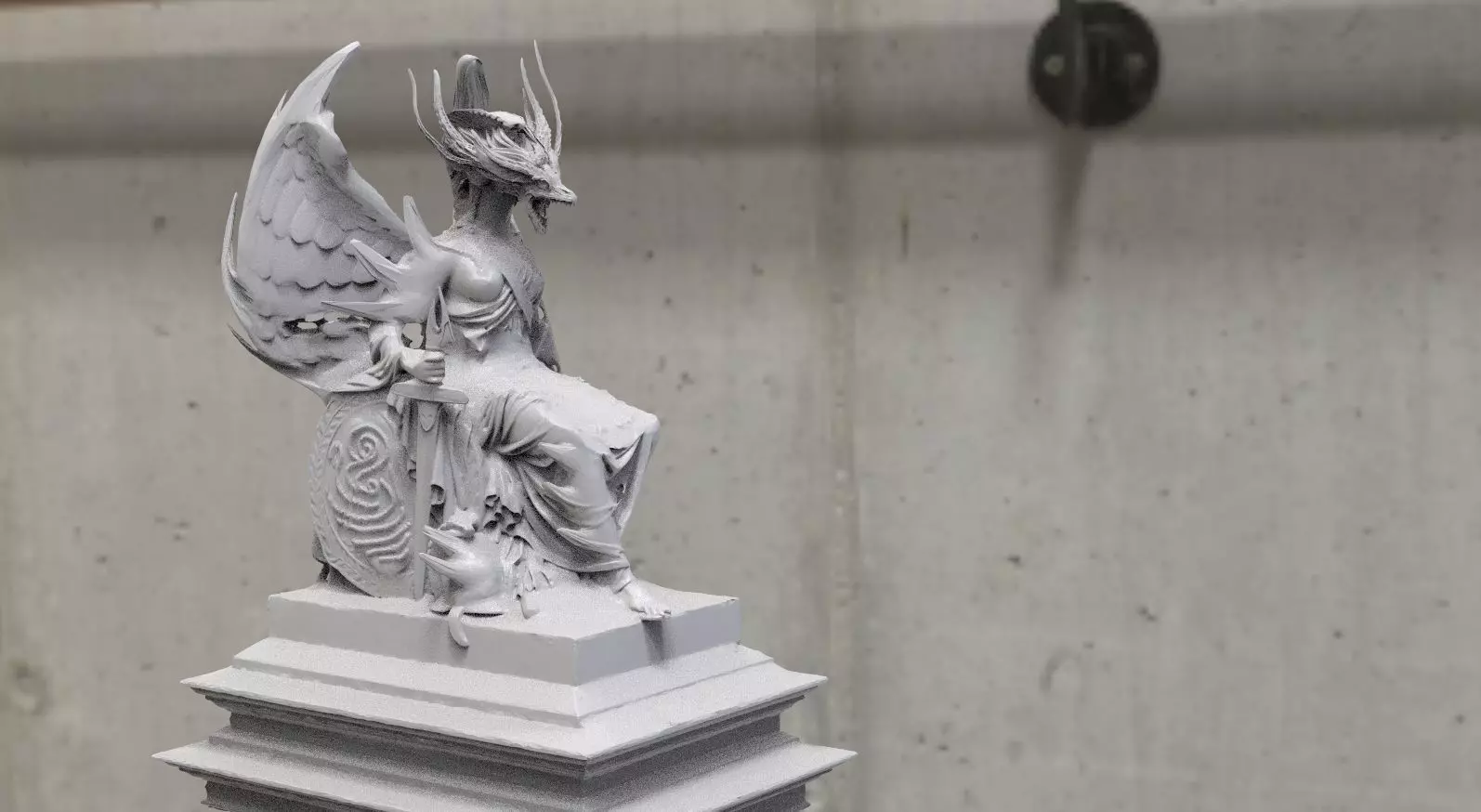 Dragon deity statue 3D model_0