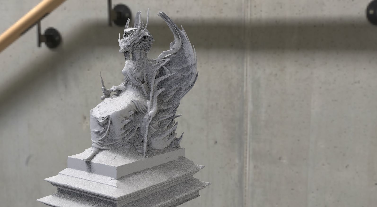 Dragon deity statue 3D model_1
