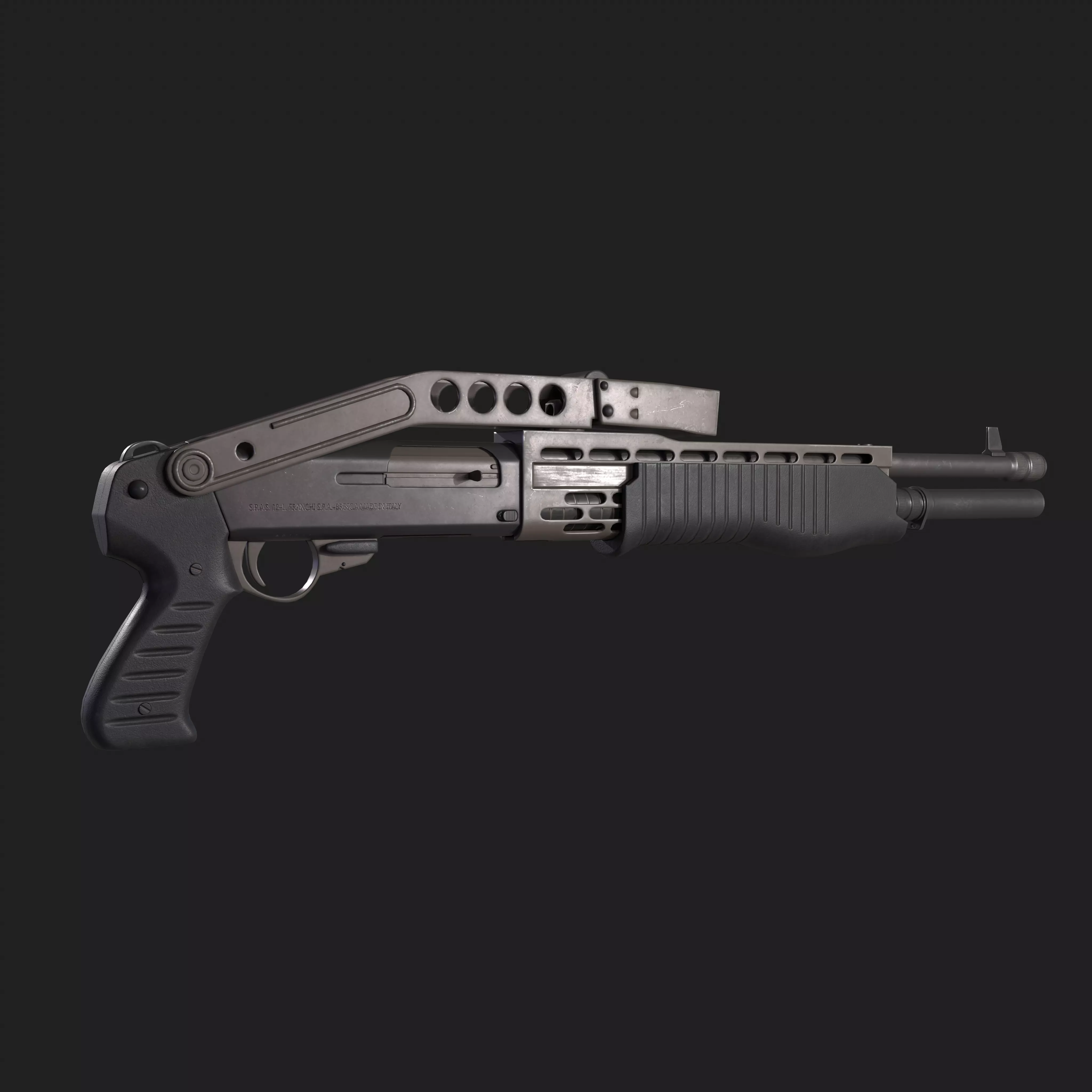 Spas-12 shotgun Low-poly 3D model_0