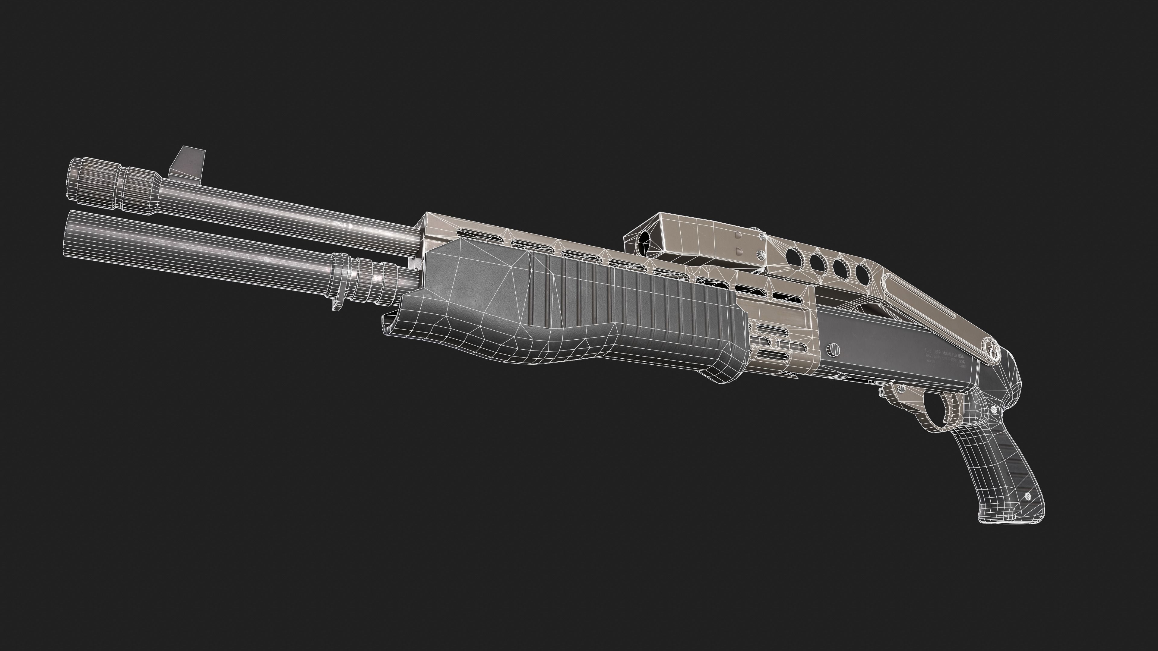 Spas-12 shotgun Low-poly 3D model_4