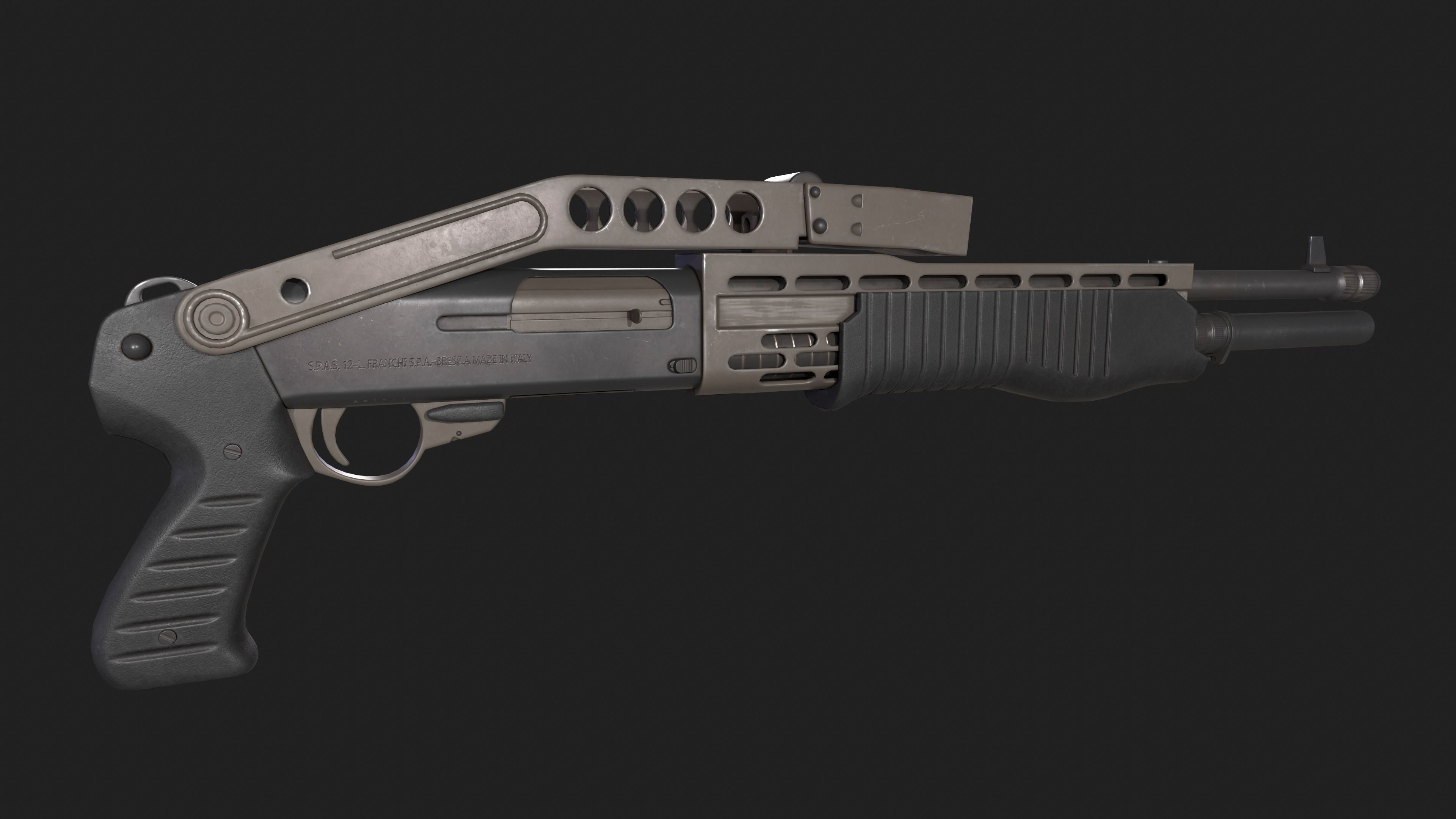 Spas-12 shotgun Low-poly 3D model_1
