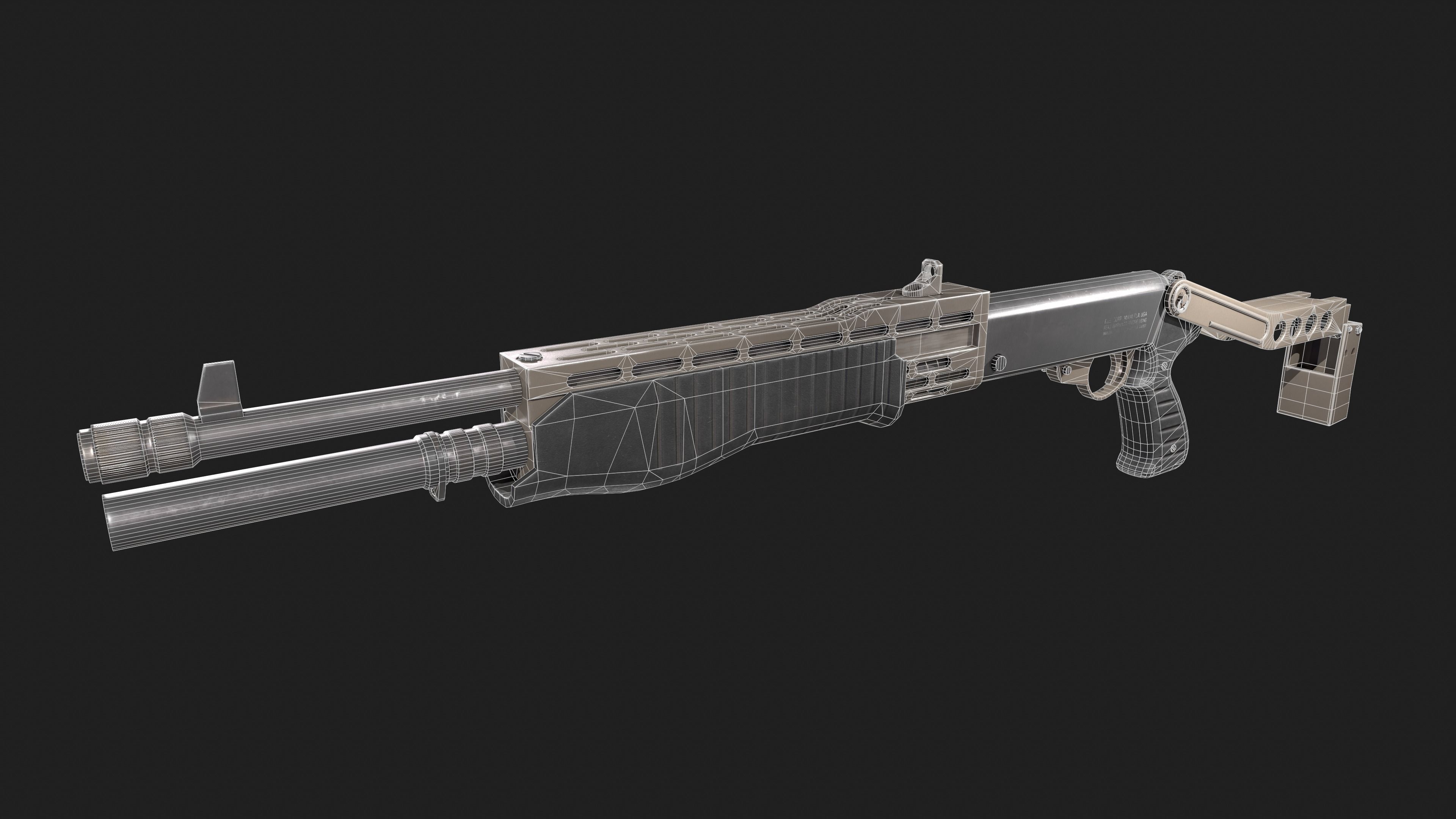 Spas-12 shotgun Low-poly 3D model_8