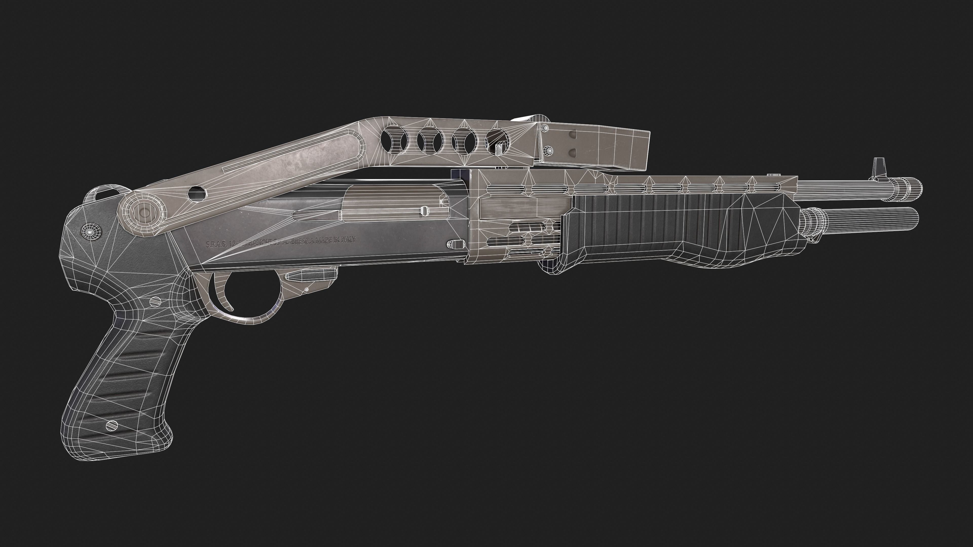 Spas-12 shotgun Low-poly 3D model_2