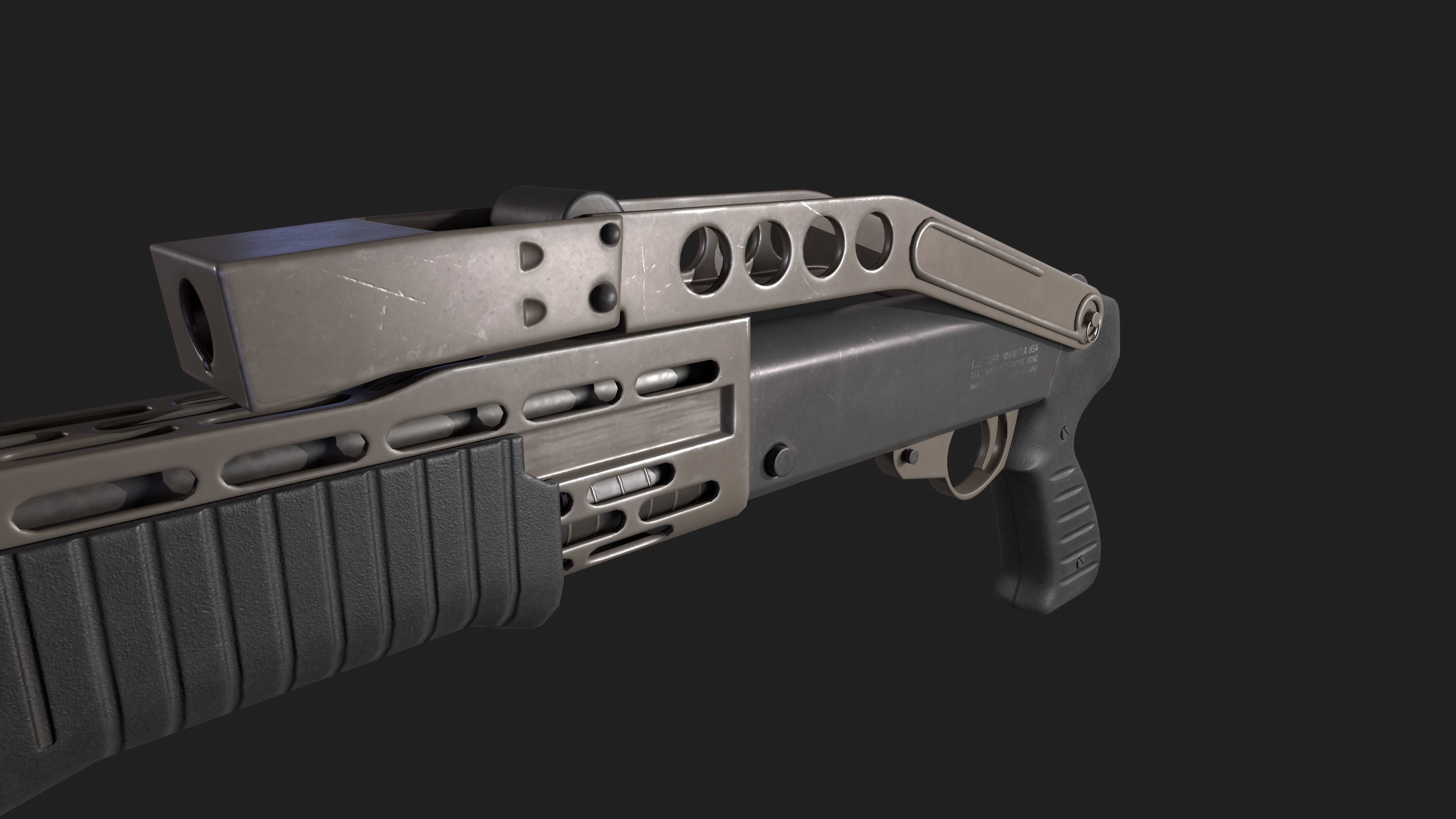 Spas-12 shotgun Low-poly 3D model_5