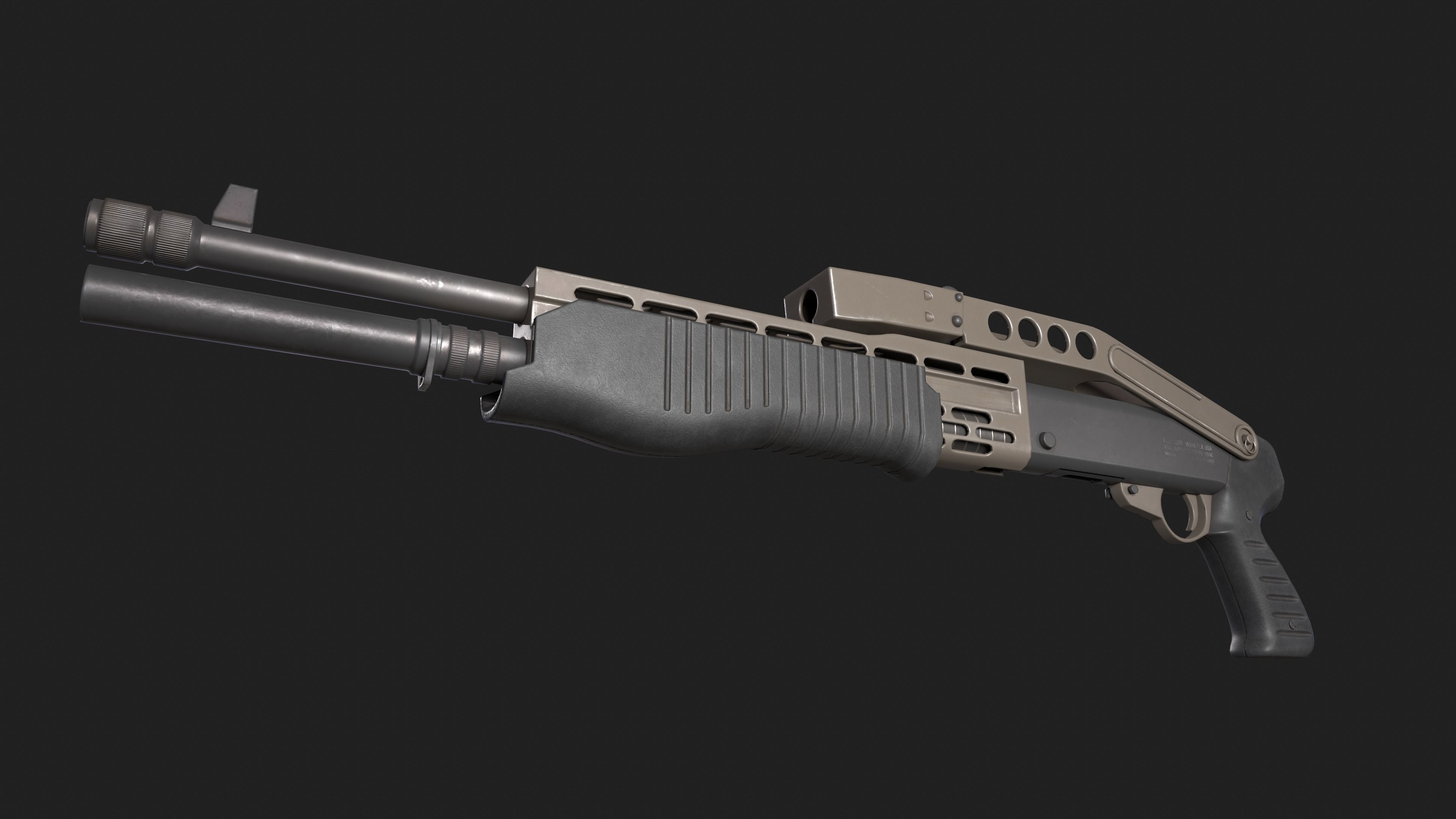 Spas-12 shotgun Low-poly 3D model_3