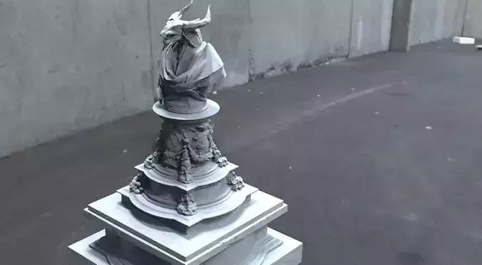 Lizardman statue bust in ornate model stand